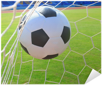 Soccer Football In Goal Net With Green Grass Field - Football (400x400), Png Download