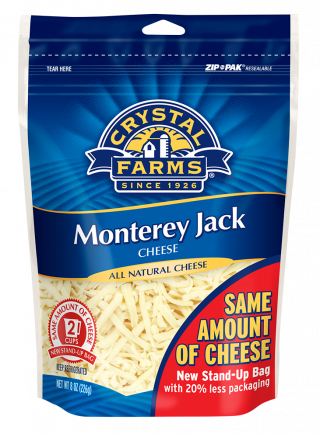Crystal Farms Shredded Monterey Jack Cheese - Crystal Farms Shredded Cheese (320x437), Png Download