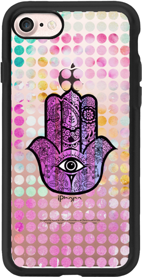 Casetify Iphone 7 Classic Grip Case - Rosa Aquarell Tupfen Hamsa Hand Von Fatima Postkarte (282x560), Png Download