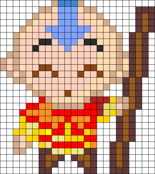 Aang Perler Bead Pattern / Bead Sprite - Aang Perler Beads (505x568), Png Download