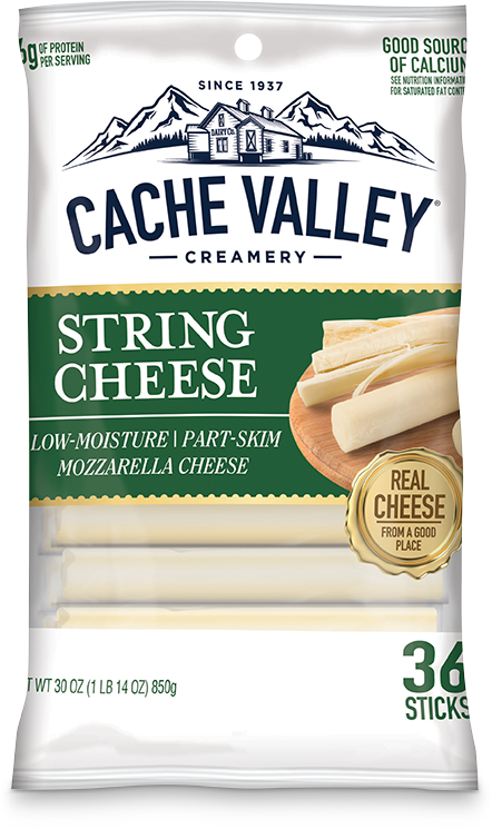 Mozzarella String Cheese - Cache Valley Creamery Mild Cheddar Finely Shredded (442x745), Png Download