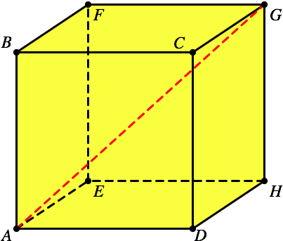 Let's Find The Diagonal Of A Cube With Edges Of Length - Hypotenuse Of Cube (422x363), Png Download