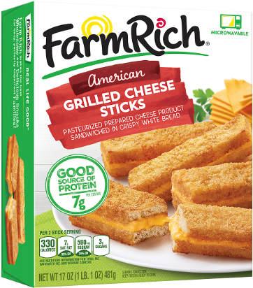 Grilled Cheese Sticks, Bean Dip Bites, Sweet Onion - Farm Rich Breaded Mozzarella Sticks - 24 Oz Box (900x550), Png Download