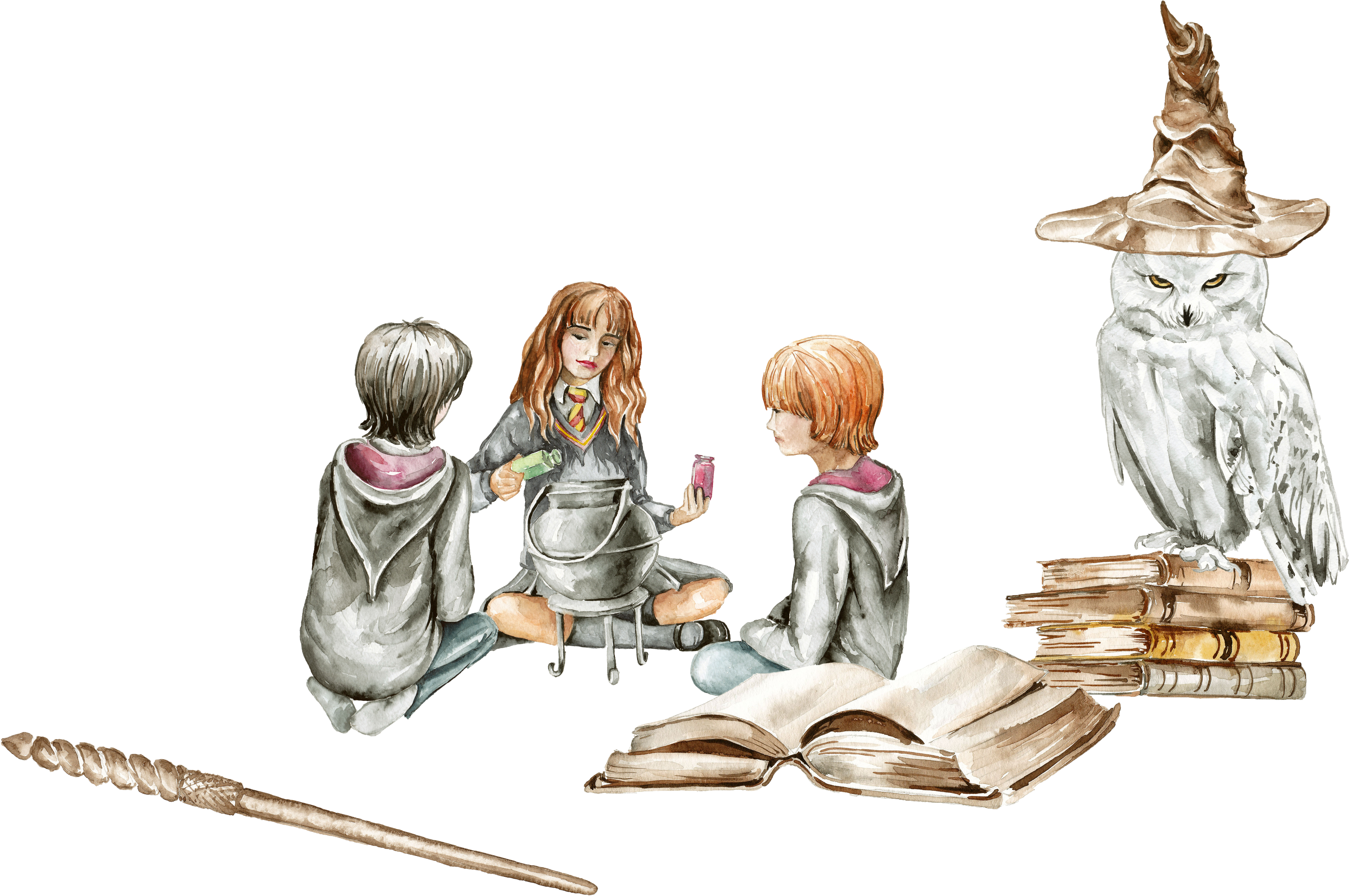 Harry Potter - Watercolor Painting (5180x3429), Png Download