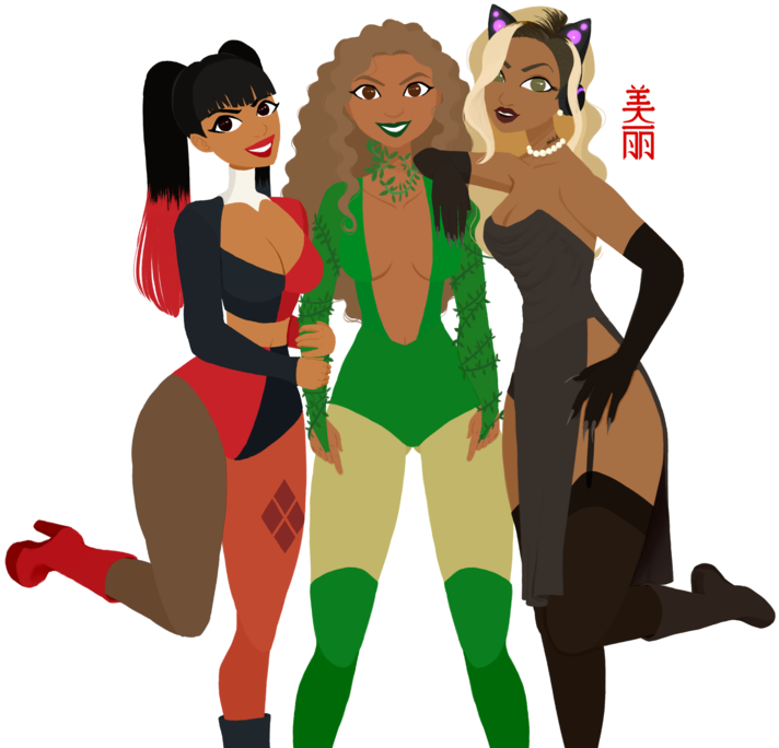 The Holy Trinity As The Gotham City Sirens By Dashurie - Gotham City Sirens Animated (800x690), Png Download