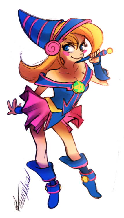 A Really Quick And Super Bright Dark Magician Girl - Cartoon (428x750), Png Download