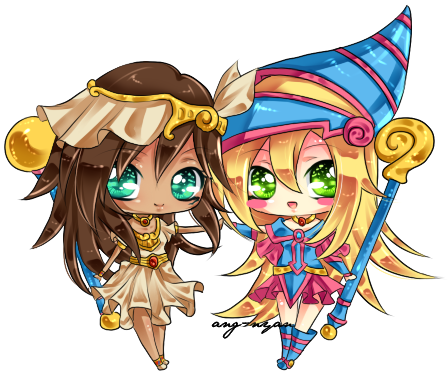 Mana And The Dark Magician Girl By Ang-nyan - Dark Magician Girl And Mana (468x382), Png Download