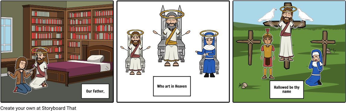 The Lord's Prayer - Cartoon (1164x385), Png Download