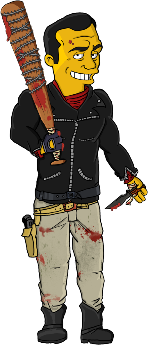 Twd Comics Negan And Lucille Simpsons Style By Thewalkerprieton - Walking Dead Negan Simpsons (624x1279), Png Download