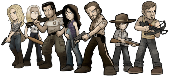 Walking Dead Full Team (570x261), Png Download
