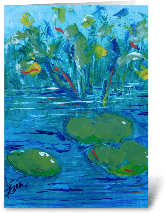 Water Lilies Greeting Card - Iris (350x396), Png Download