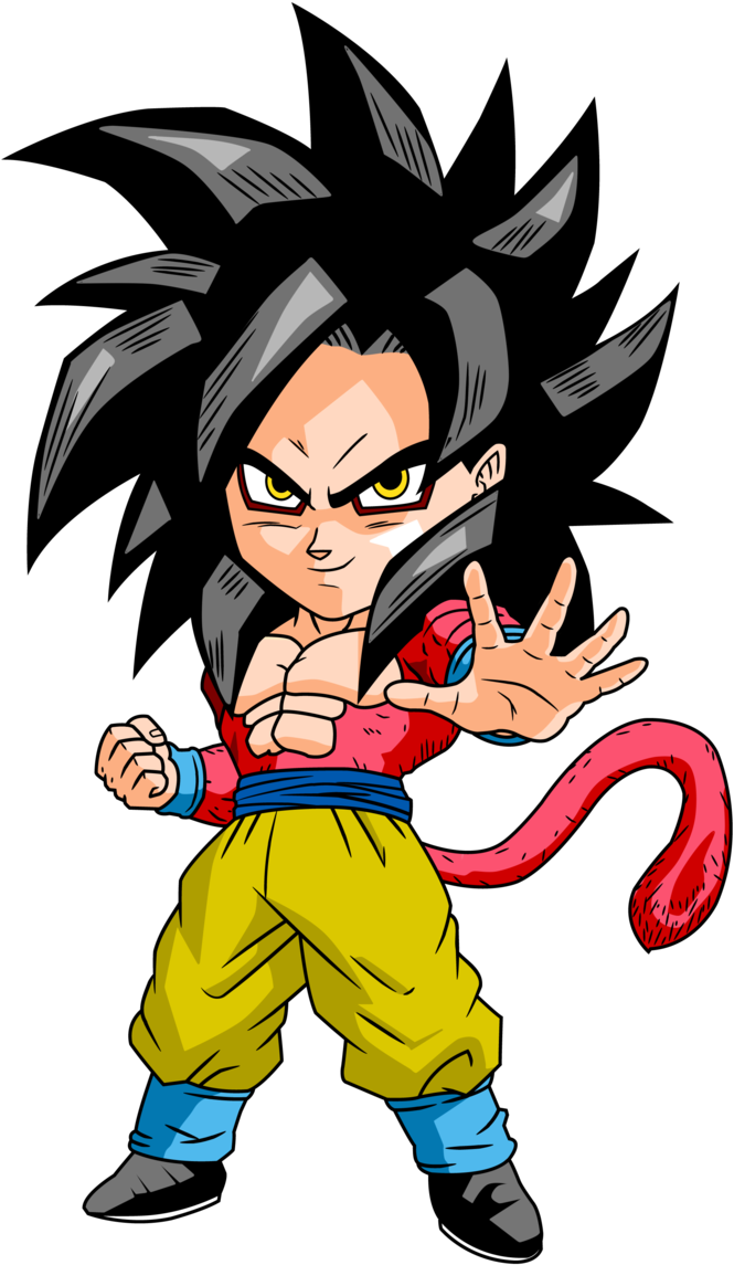Monkey Chibi - Goku Super Saiyan 4 Chibi (681x1174), Png Download