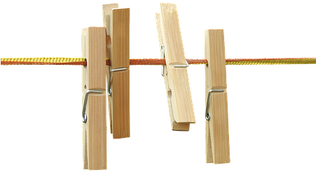 Clothespins, Isolated, Wood, Leash - Clothespin (453x340), Png Download