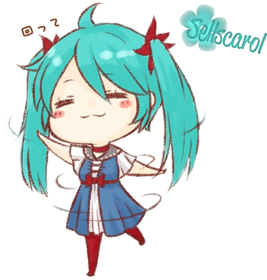 Hatsune Miku Chibi Simple (500x429), Png Download
