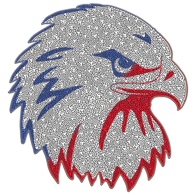 Eagle Head Red And Blue Difficult Maze - Rooster (1000x562), Png Download