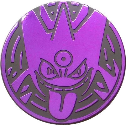Xy4 Purple Gengar Coin Card Scan (402x400), Png Download