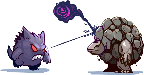 Gengar Attacking Golem - Golem Machamp Alakazam Gengar (583x322), Png Download