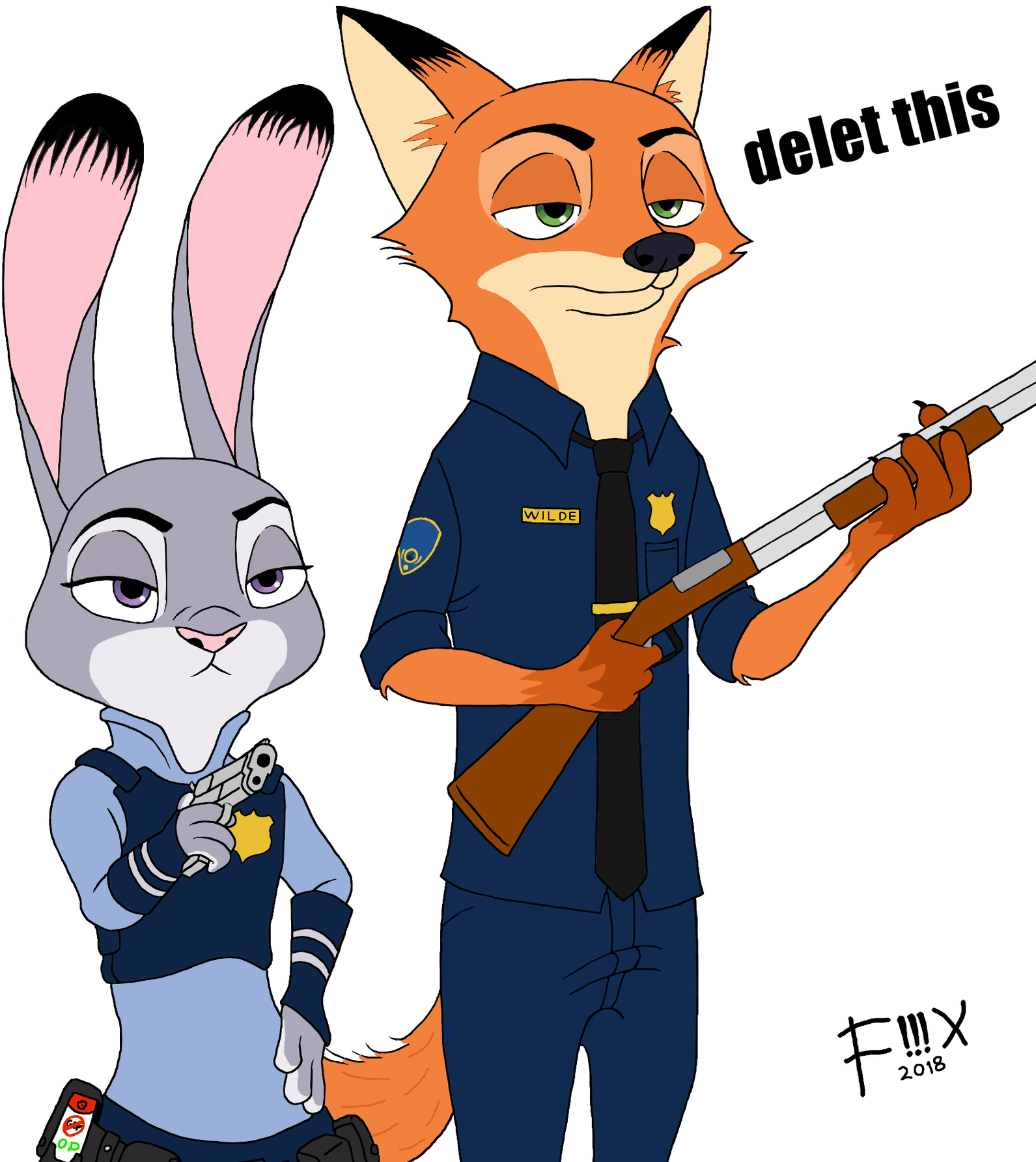Удали Это Nick-angel, Nick Wilde, Judy Hopps, Зверополис - Delet This Judy Hops (1600x1828), Png Download