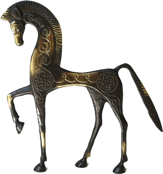 Bronze Horse Statue - Ancient Greek Art Horse (560x590), Png Download