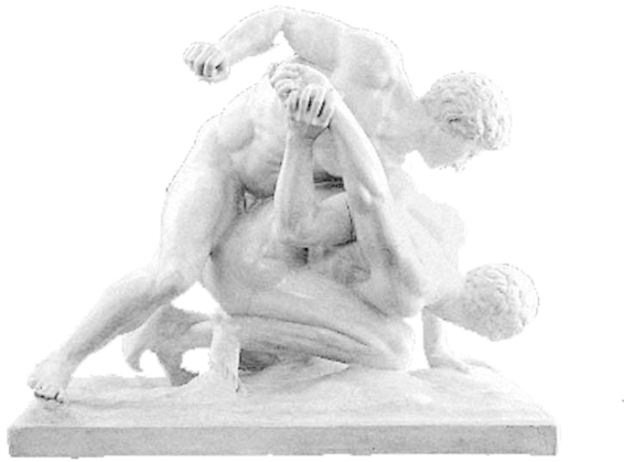 Greek Statue Looking Up Png Vector Black And White - Ancient Wrestling (584x450), Png Download