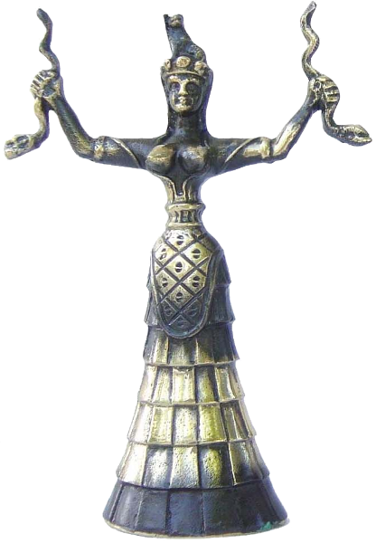 Snake Goddess, Greek Bronze Sculpture - Snake Goddess Png (416x600), Png Download