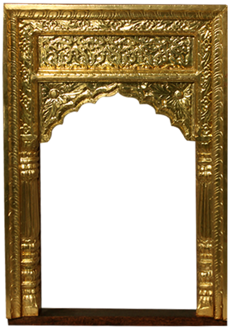 Mango Wood Jharokha Mirror Frame - Jharokha Pattern (494x544), Png Download