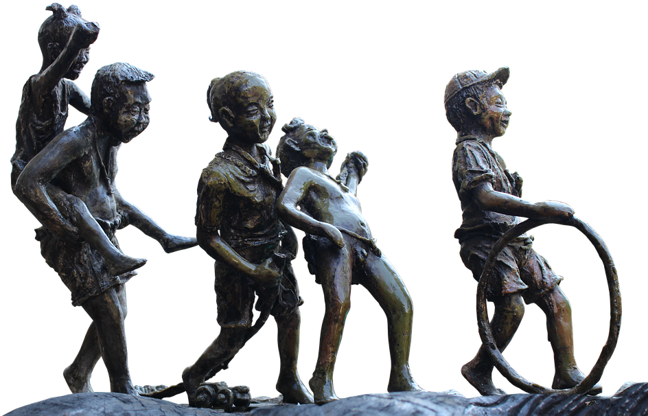 Statue, Bronze, Children, Play, Art, Bronze Figure - Sculpture (960x608), Png Download