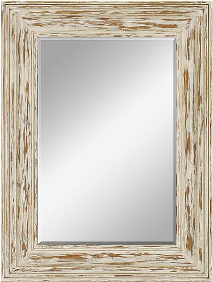 Bungalow Mirror - White Wood Distressed Mirror (550x550), Png Download