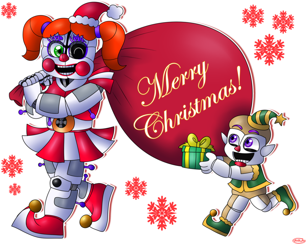 Image Free Download Drawing Christmas Fnaf - Fnaf Sl Merry Christmas (1002x797), Png Download