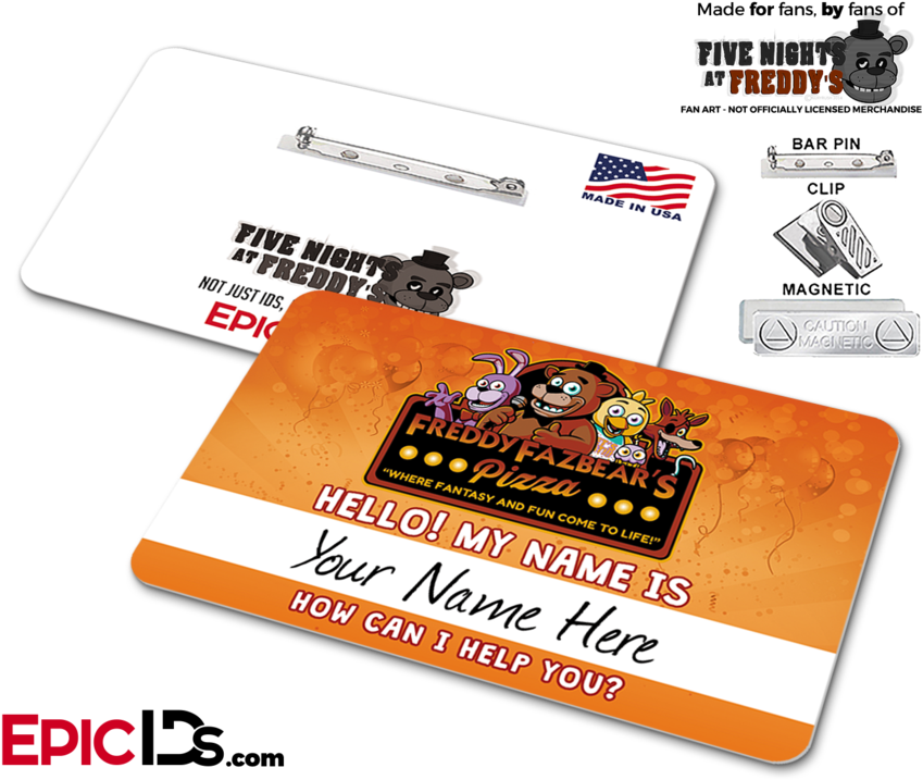 Freddy Fazbear's Pizza Fnaf Employee Name Badge - Five Nights At Freddys (900x750), Png Download