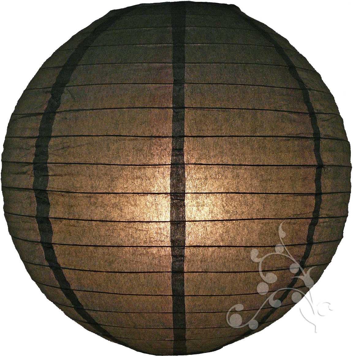 14' Black Round Paper Lantern, Even Ribbing, Hanging (1181x1164), Png Download