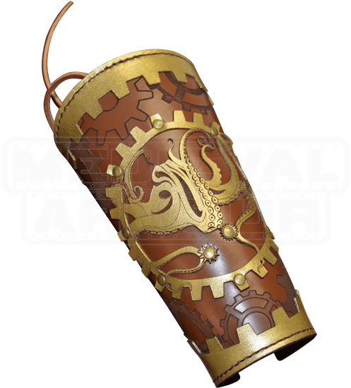 Steampunk Leather Arm Bracer With Octopus And Gears - Vambrace (550x550), Png Download
