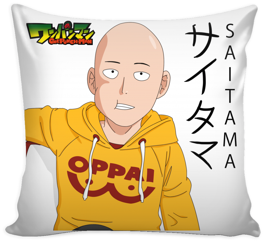 One Punch Man Saitama Oppai 16" X 16" Throw Pillow - One Punch Man Saitama Oppai Mug (600x600), Png Download