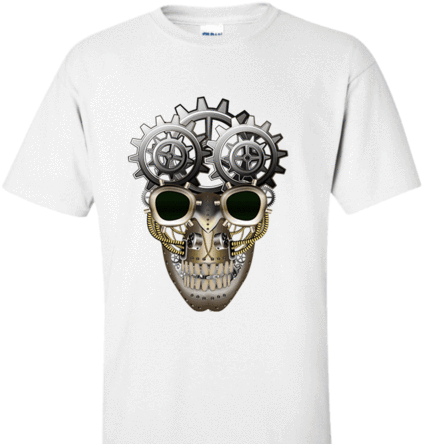 Steampunk Gear Head Skull Fashion Apparel - Skull (446x480), Png Download