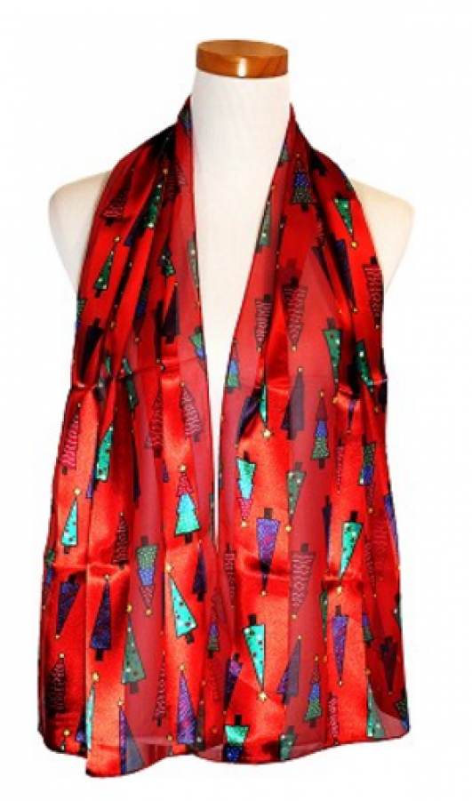 Christmas Tree Satin Scarf - Christmas Tree (900x900), Png Download
