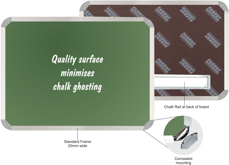 Chalk Board Aluminium Frame 2400x1200mm - Parrot 2000x1200mm Non-magnetic Chalk Board (800x598), Png Download