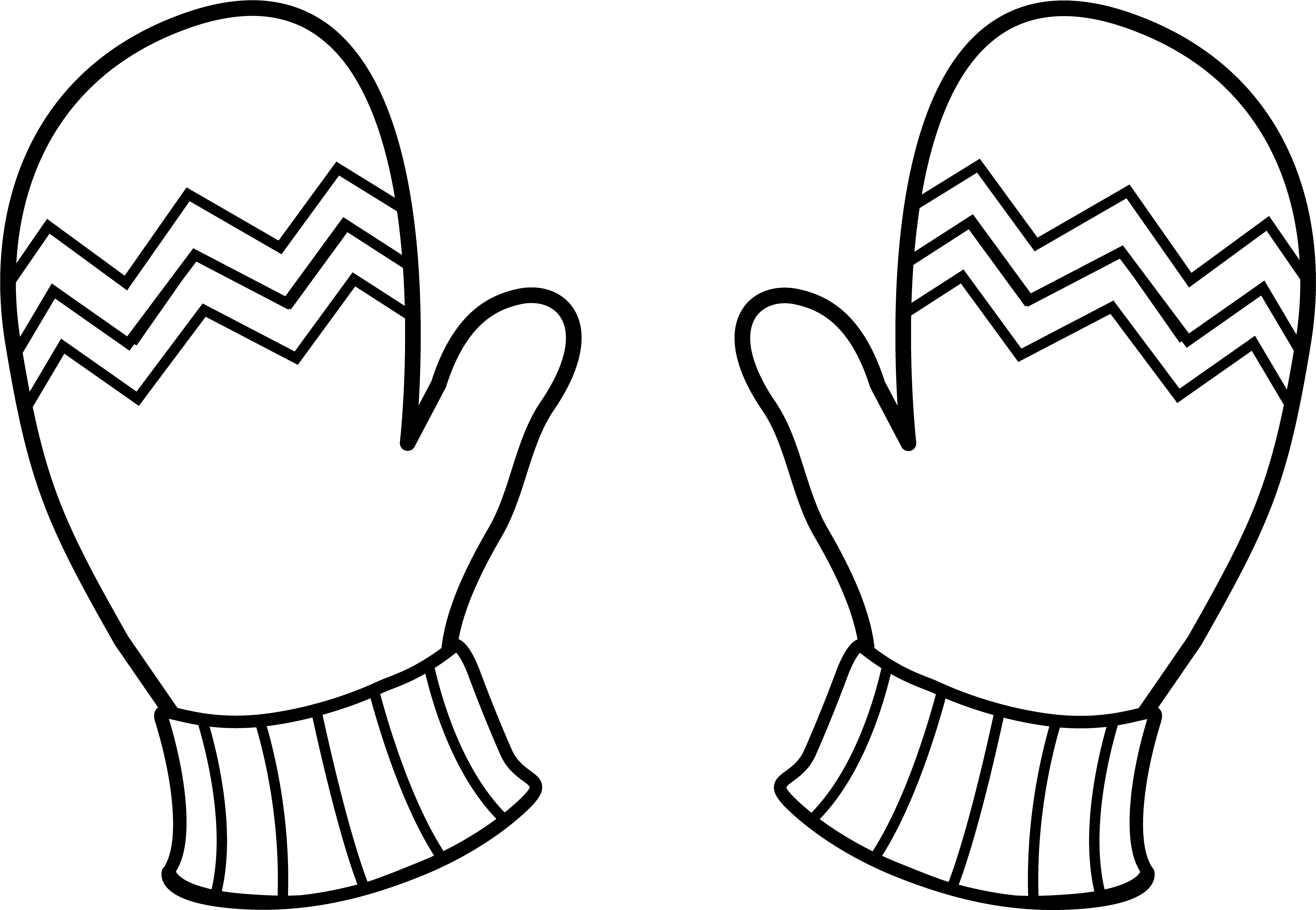 Clip Art Black White Scarf Clipart, Free Clip Art Black - Mitten Clip Art (1600x1070), Png Download