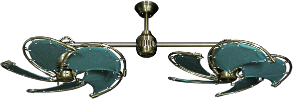 Picture Of Twin Star Iii Antique Brass With 30" Nautical - Ceiling Fan (800x392), Png Download