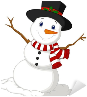 Christmas Snowman Wearing A Hat And Red Scarf Sticker - Muñeco De Nieve Navidad Vector (400x400), Png Download