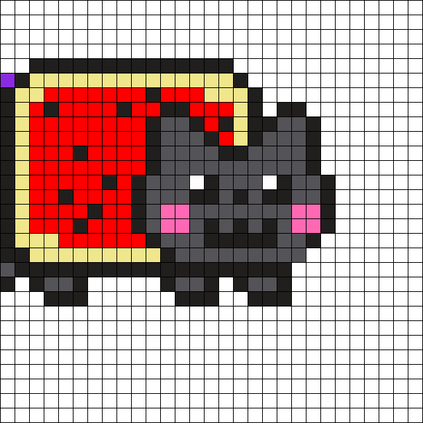 Nyan Harley Quinn Part1 Perler Bead Pattern / Bead - Nine Cat Pixel Art (610x610), Png Download