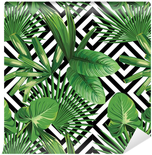 Tropical Palm Leaves Pattern, Geometric Background - Palm Leaves (400x400), Png Download