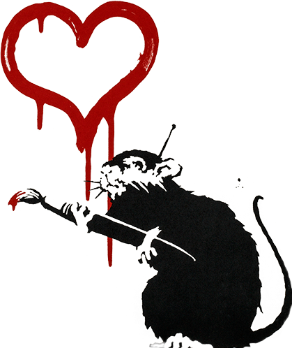 Banksy Love Rat (419x498), Png Download