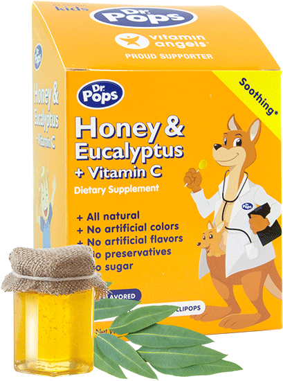 Pops Honey & Eucalyptus Vitamin C Lollipops - Dr. Pops Zinc + Vitamin C Lollipops, All Natural Allergy (600x600), Png Download