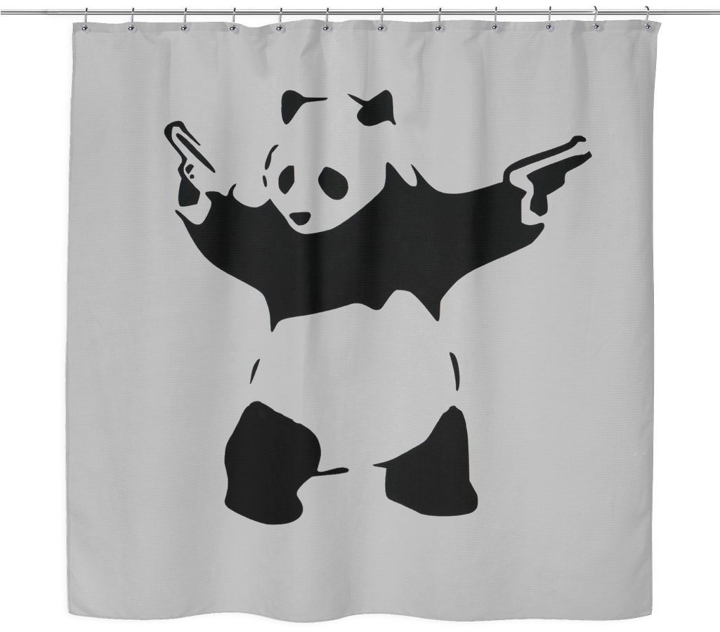 Banksy Panda With Guns Shower Curtain - Destroy The Racist Be Like A Panda (1024x1024), Png Download