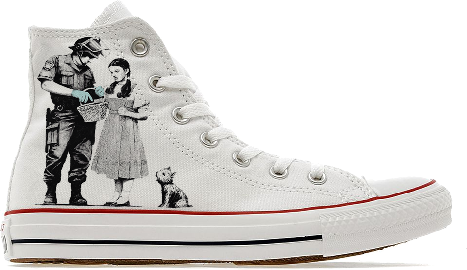 Banksy Oz Custom High Top Converse - Stop And Search Banksy (1000x1000), Png Download