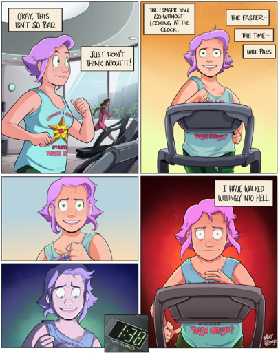 Toil And Treadmill - Cartoon (500x620), Png Download