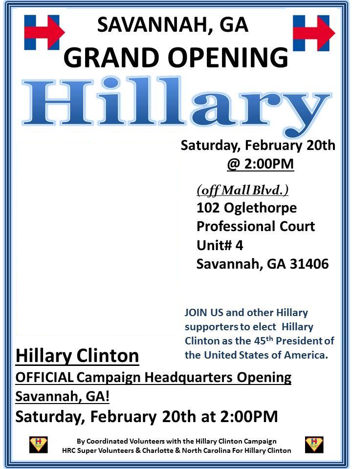 Grand Opening Of Hillary Clinton Official Savannah - Imagens Para Facebook (720x960), Png Download