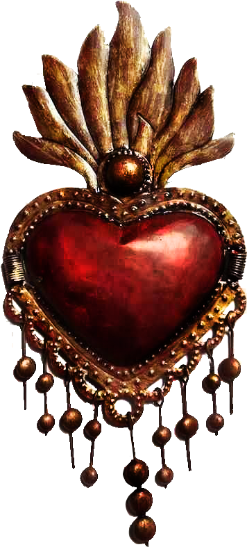 Sacred Heart - Flaming Heart Mexican (461x800), Png Download