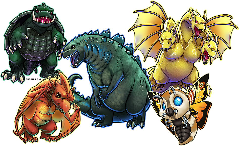 Classic Kaiju And Frienemies - Todos Los Kaijus De Godzilla (958x600), Png Download
