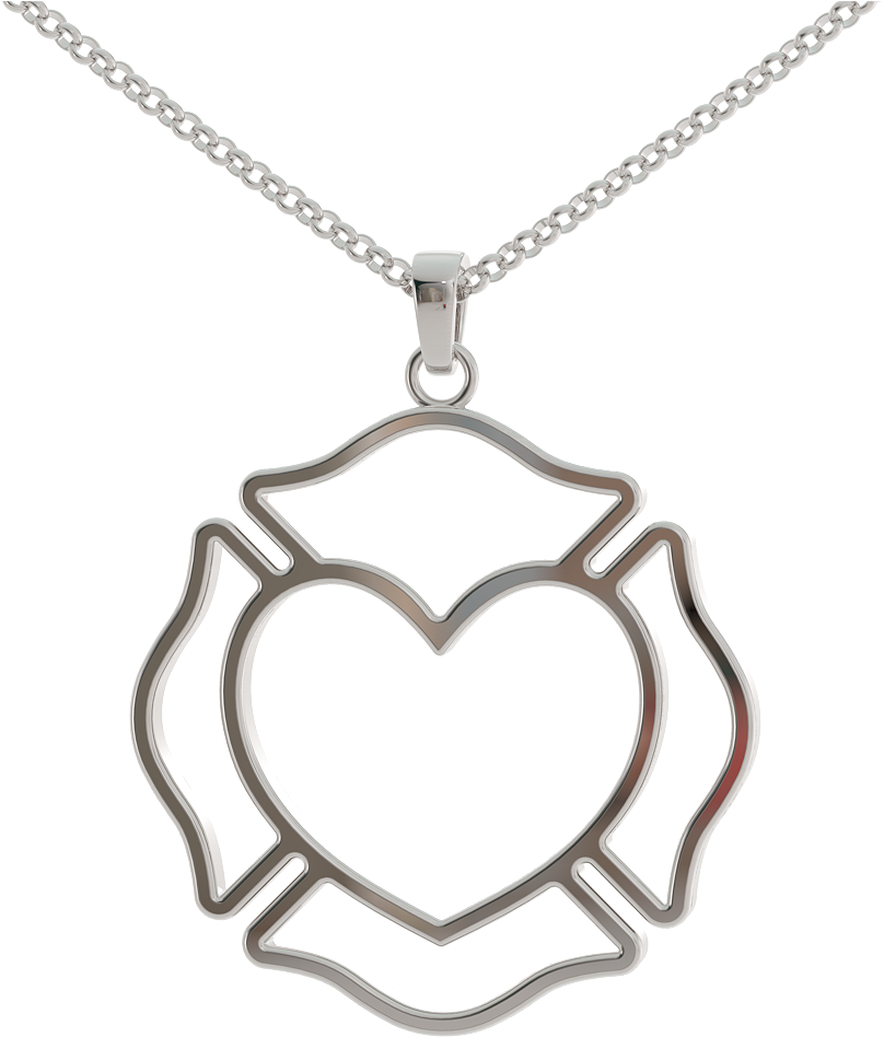 Fire Heart Pendant - Maltese Cross Firefighter (1000x1000), Png Download